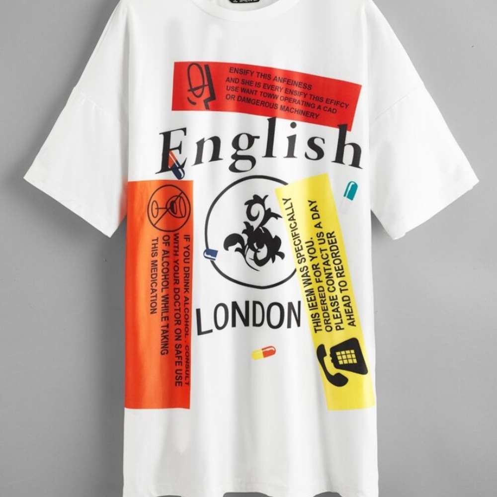 Graphic Drop Shoulder T-Shirt Dress